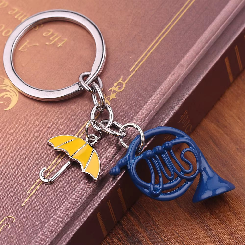 Fashion US Reality Show HIMYM Keychain How I Met Your Mother Yellow Umbrella Blue French Horn Keychain Gifts Pendant Jewelry