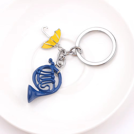 Fashion US Reality Show HIMYM Keychain How I Met Your Mother Yellow Umbrella Blue French Horn Keychain Gifts Pendant Jewelry