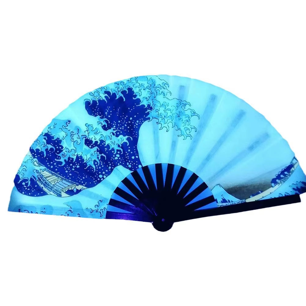 33Cm Large Folding Hand Rave Fan Chinease/Japanese Gradient Colorful Reflective Foldable Fan Music Festival Fan Dance Fan Gifts