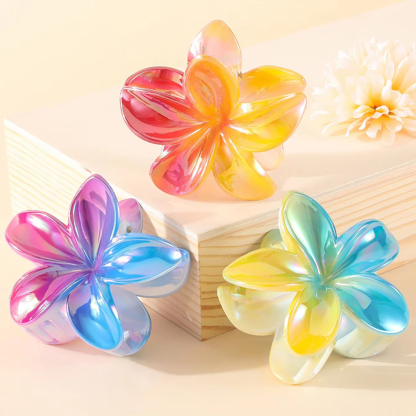 2/4PCS Fashion Women Flower Hair Clips Vacation Bohemia Egg Flower Hair Clips Barrettes Girls Large Hairpins Hair Accessories