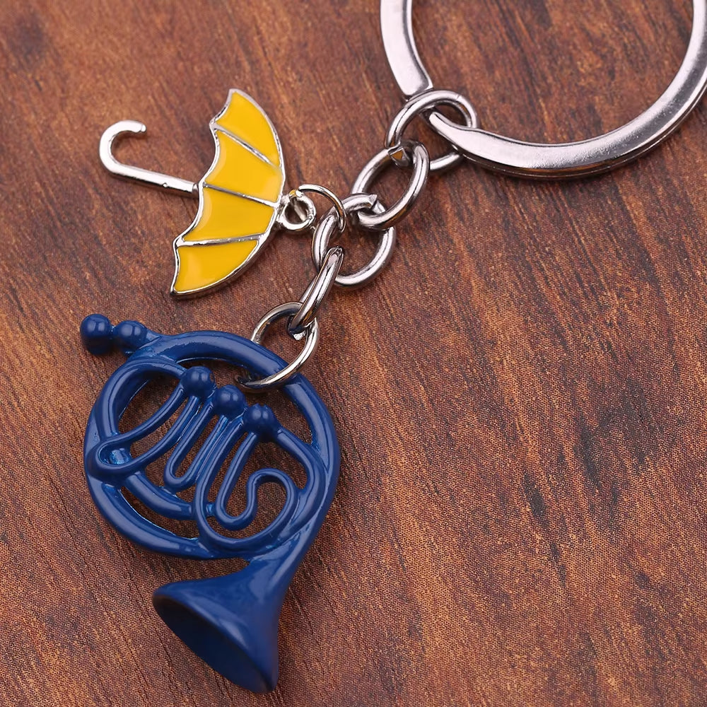 Fashion US Reality Show HIMYM Keychain How I Met Your Mother Yellow Umbrella Blue French Horn Keychain Gifts Pendant Jewelry