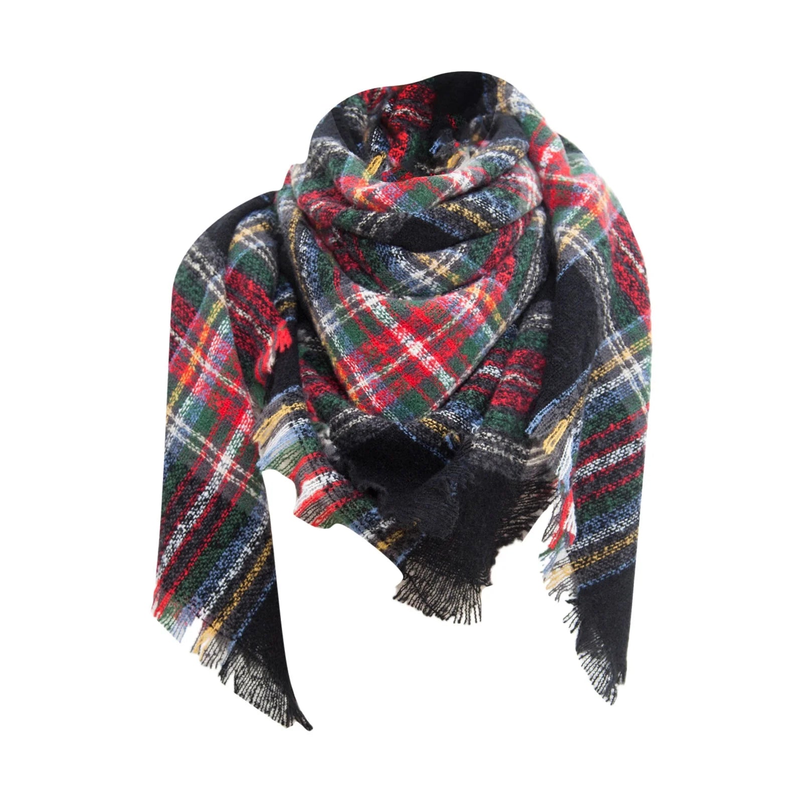 Big Sale!  Women Fall Winter Scarf Classic Tassel Plaid Scarf Warm Soft Large Blanket Wrap Shawl Scarves, Plaid Scarf (Black)