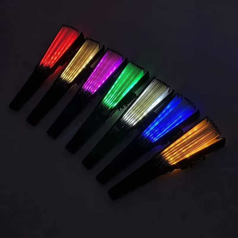 Glow Folding Led Fan Dancing Light Fan Night Show Halloween Christmas Rave Festival Accessories Glow in the Dark Party Supplies