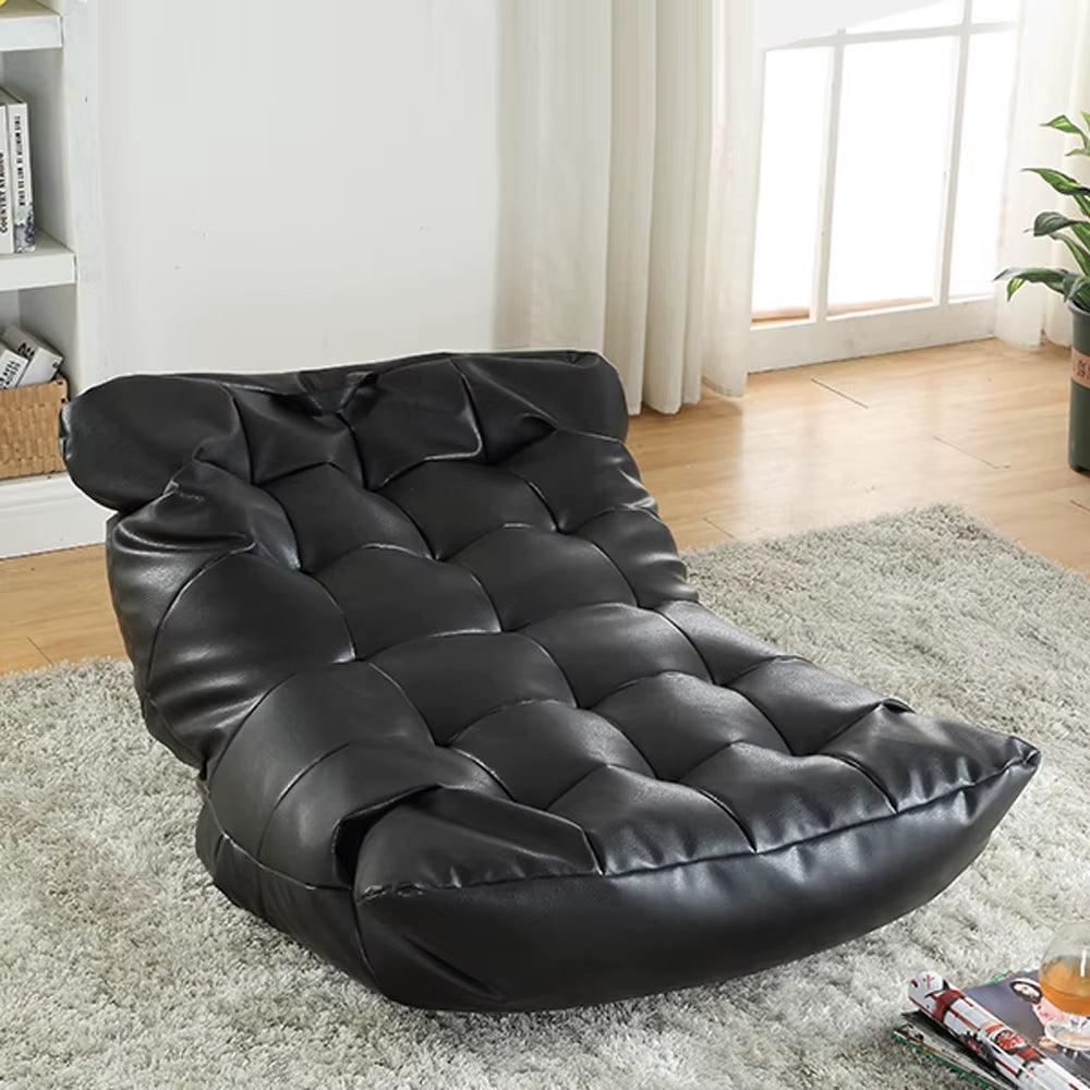 Leather Bean Bag Sofa Lounge Chair Cover No Filler Folding Lazy Sofa Bed Office Recliner Couch Floor Seat Tatami Pouf Ottoman