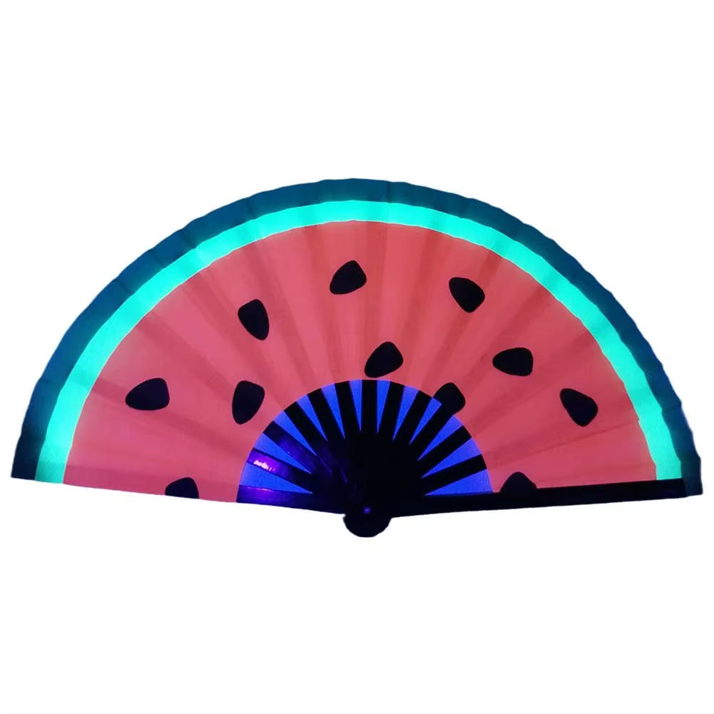 33Cm Large Folding Hand Rave Fan Chinease/Japanese Gradient Colorful Reflective Foldable Fan Music Festival Fan Dance Fan Gifts