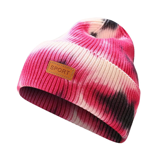 Winter Hats for Men Women Hat Warm Cable Knit Tie Dye Hats Soft Stretch Thick Cute Knitted Cap for Cold Weather Hats