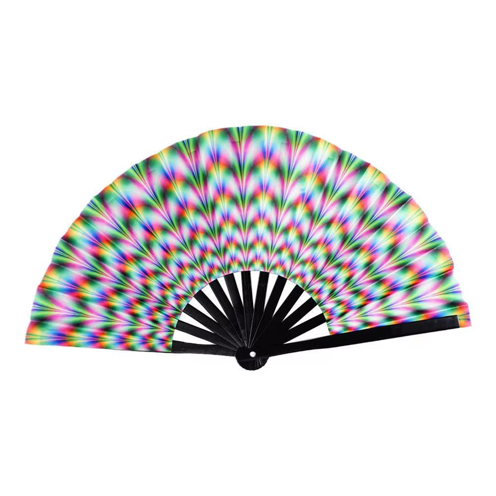 33Cm Large Folding Hand Rave Fan Chinease/Japanese Gradient Colorful Reflective Foldable Fan Music Festival Fan Dance Fan Gifts