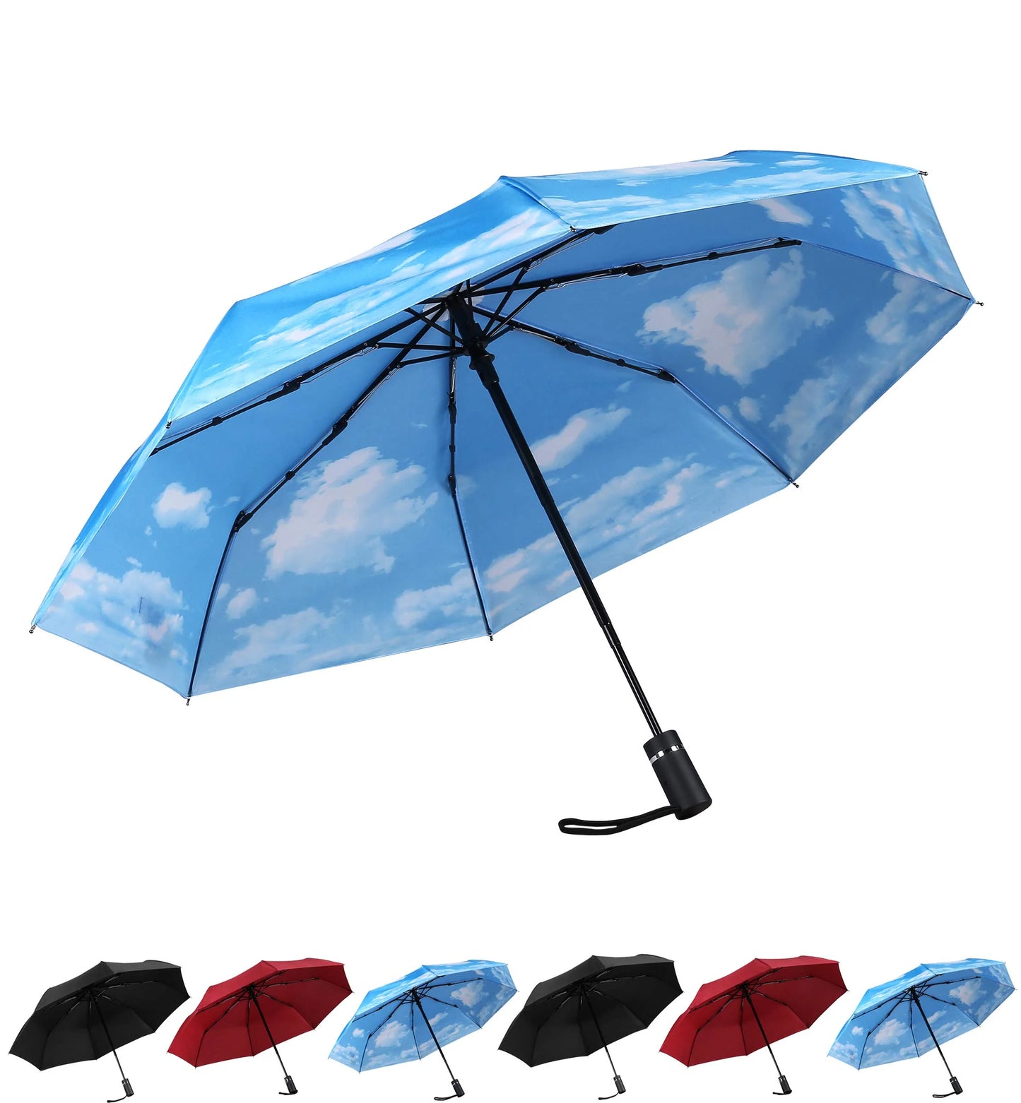 Travel Umbrellas for Rain Windproof Folding Umbrella Lightweight Waterproof Umbrella Automatic Small Rain Umbrella for Adults（Sky Blue）