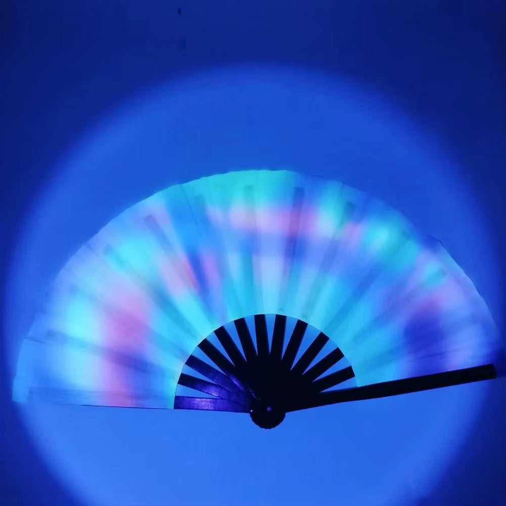 33Cm Large Folding Hand Rave Fan Chinease/Japanese Gradient Colorful Reflective Foldable Fan Music Festival Fan Dance Fan Gifts