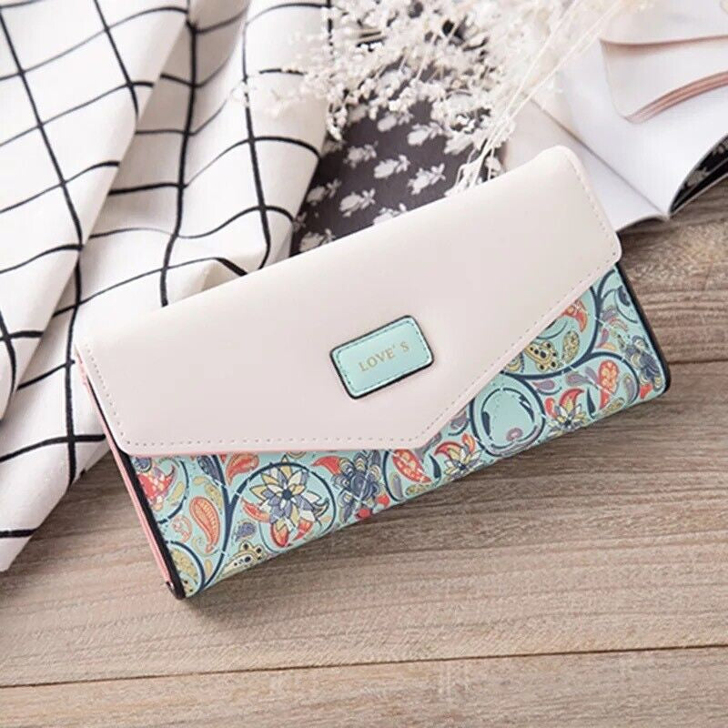 Fashion Women Leather Envelope Clutch Wallet Long Card Holder Purse Bag Handbag