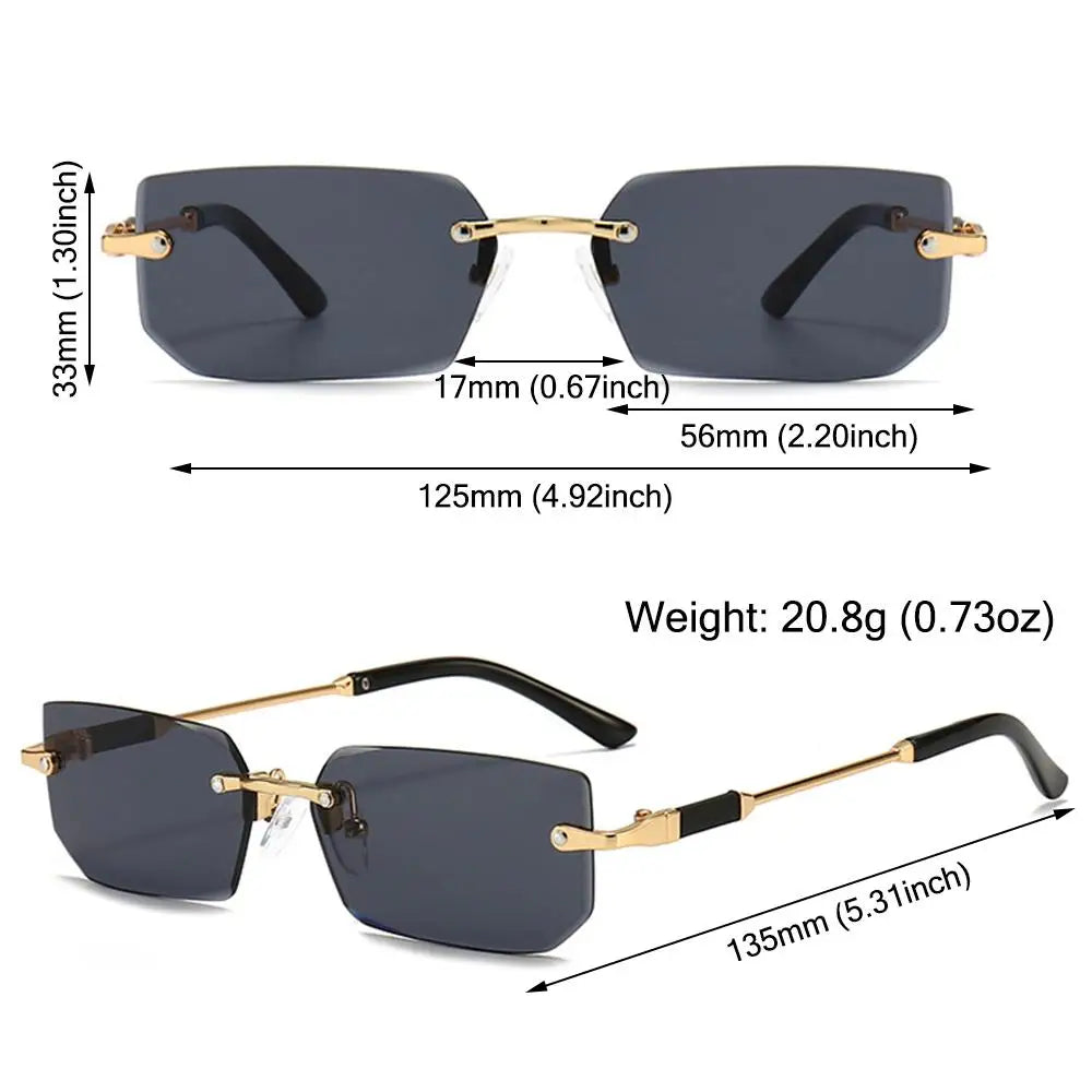 UV400 Rimless Rectangle Sunglasses Fashion Y2K Frameless Sun Glasses Shades for Women & Men