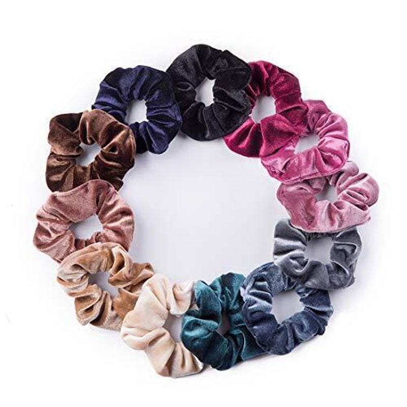 12 Pack Velvet Hair Scrunchies Hair Ties Elastic Hair Bands Ropes 12 Colors