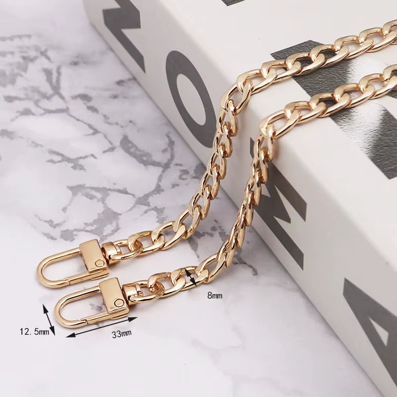 120Cm Gold/Silver/Black Bag Accessories Bag Chain Hardware Handbag Accessories Metal Alloy Bag Chain Strap Shoulder Bag Strap