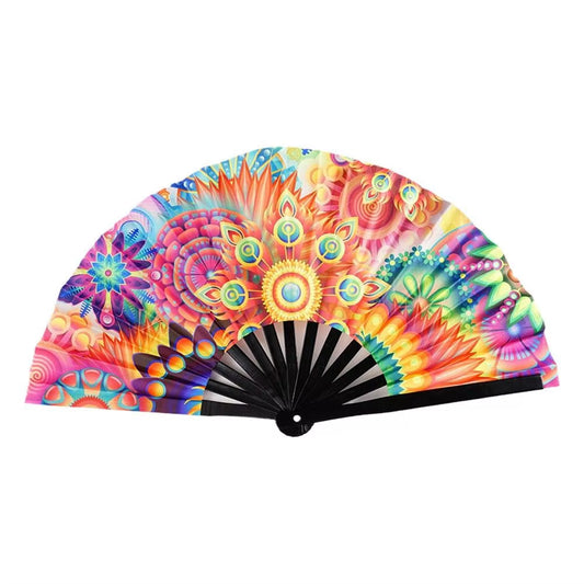 33Cm Large Folding Hand Rave Fan Chinease/Japanese Gradient Colorful Reflective Foldable Fan Music Festival Fan Dance Fan Gifts