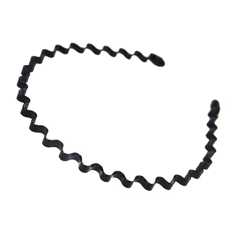 6Pcs Fashion Metal Hair Band for Men Women Unisex Black Wavy Hair Head Hoop Band Sports Headband Hairband Hair Accessories Gifts