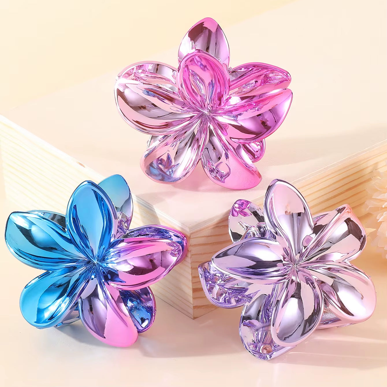 2/4PCS Fashion Women Flower Hair Clips Vacation Bohemia Egg Flower Hair Clips Barrettes Girls Large Hairpins Hair Accessories