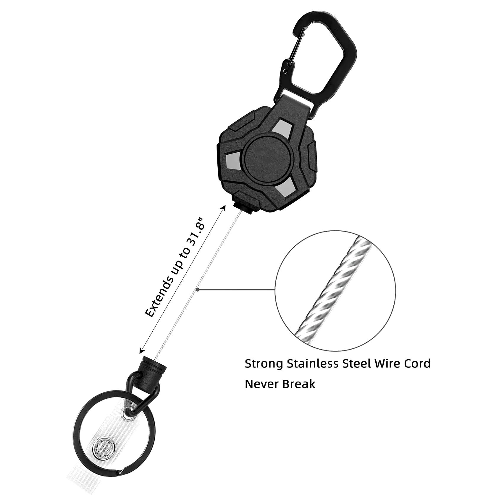 Fishing Retractable Anti-Lost Pull Keychain Badge Keeper Metal Lanyard Name Tag Card Holder Reel Recoil Ring Clips Buckle Tools