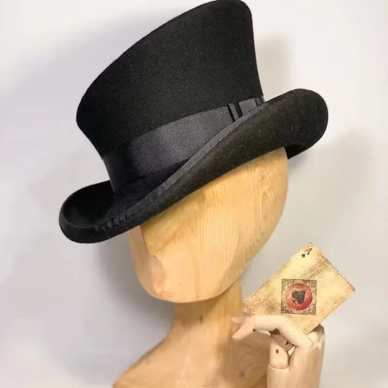 Cashmere Hat Asymmetric Top Hat Wool Hat Women Men Unisex Hat Steam Punk Hat Top Hat Party Fashion Ribbon Mens Lumber Costume