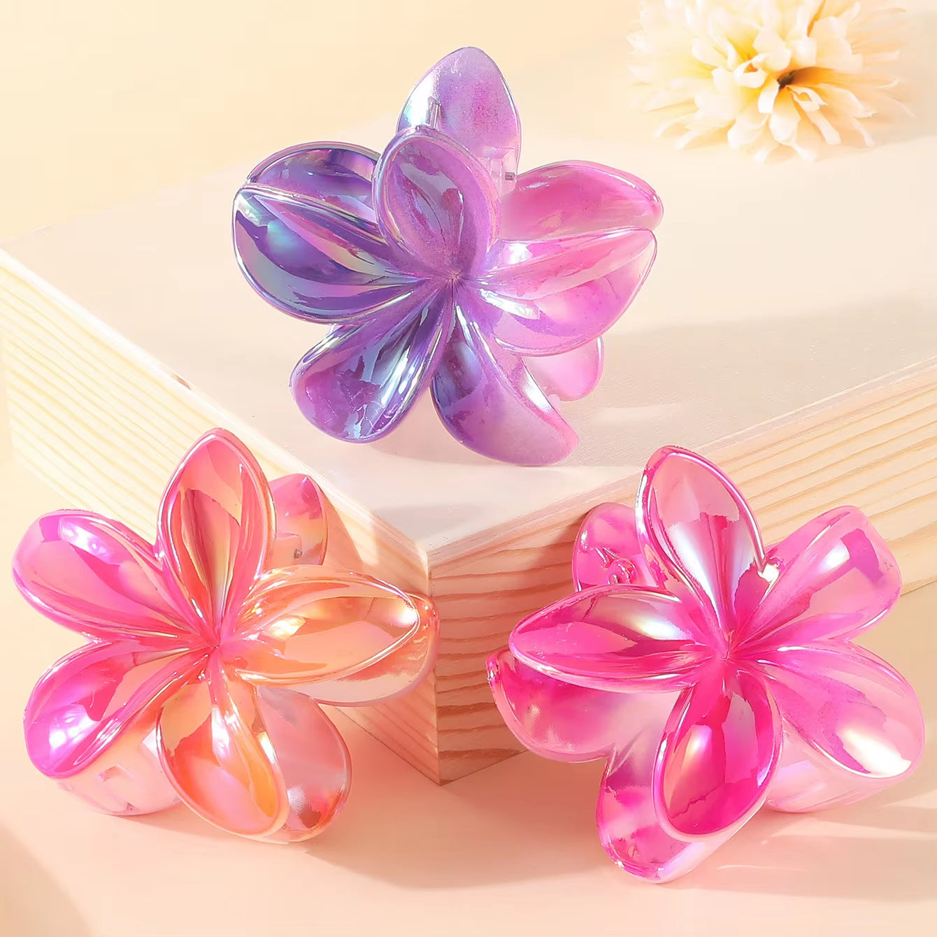 2/4PCS Fashion Women Flower Hair Clips Vacation Bohemia Egg Flower Hair Clips Barrettes Girls Large Hairpins Hair Accessories