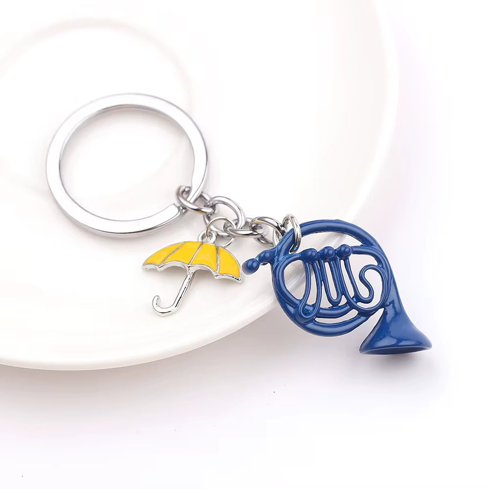 Fashion US Reality Show HIMYM Keychain How I Met Your Mother Yellow Umbrella Blue French Horn Keychain Gifts Pendant Jewelry